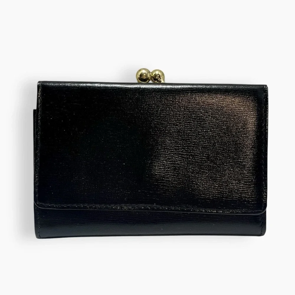 Vintage Winkelman's Wallet Black Leather West Germany Kisslock Coin Purse Red